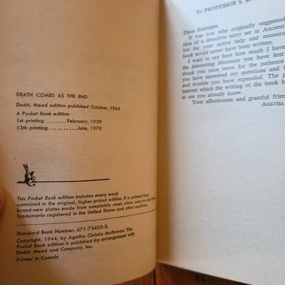 Vintage Agatha Christie - Death Comes As The End 1970 - Picture 5 of 5
